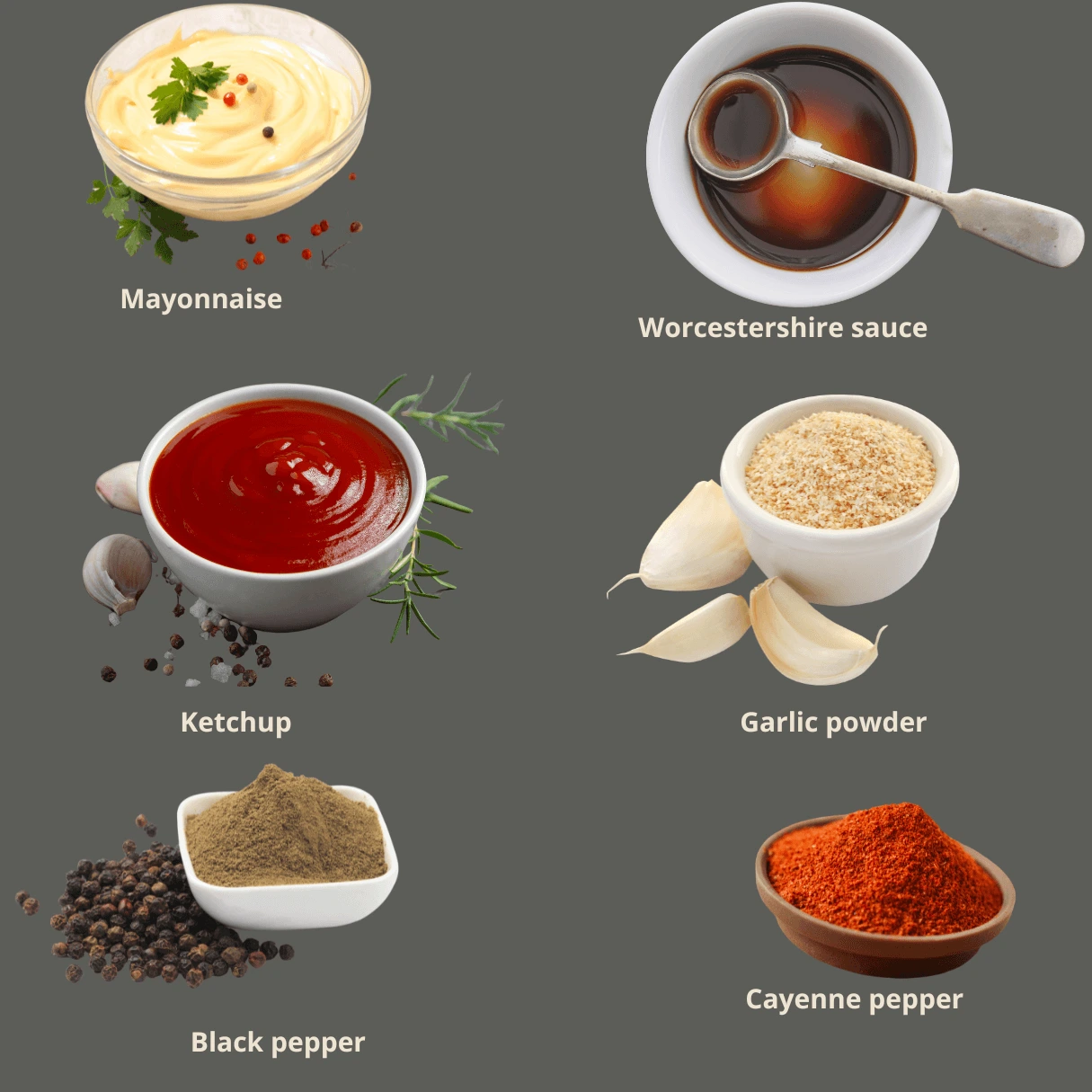 Ingredients for Raising Cane's Sauce copycat recipe