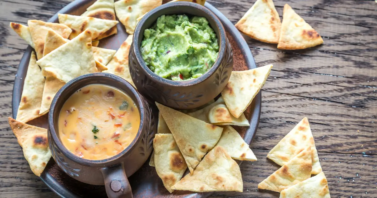 2 bowls of smoked queso with tortilla