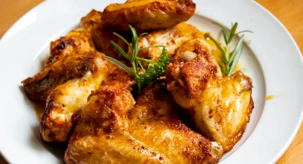 baked turkey wings in a plate